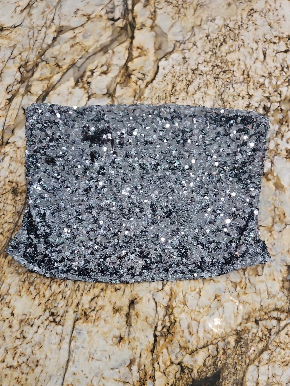 Free People Intimately Silver Sequin Strapless Tube Top. Size L